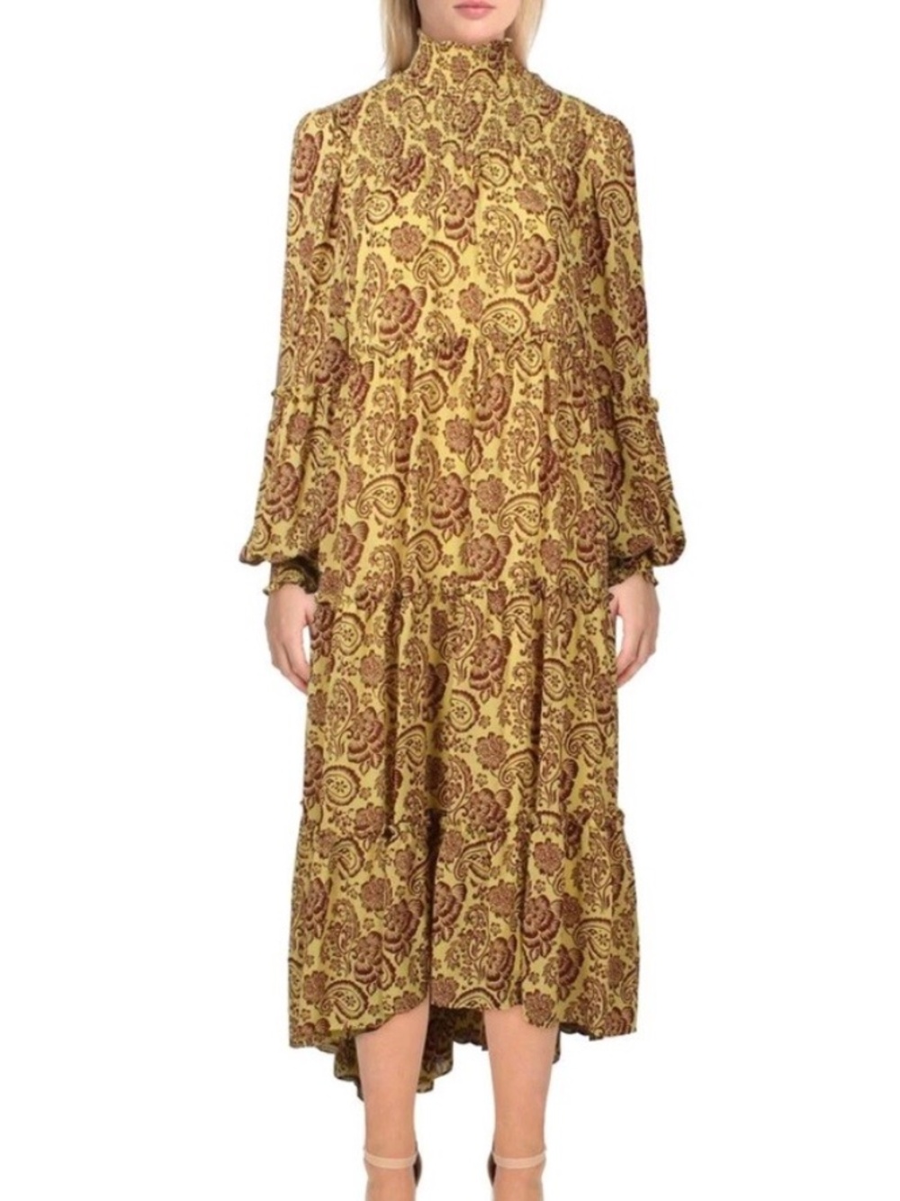 CINQ A SEPT SMOCKED LONG MAXI DRESS 8 M